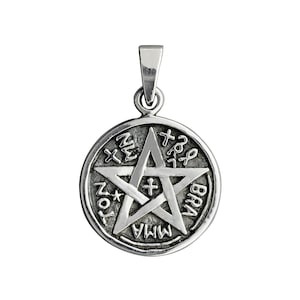 Pentagram Thelemic Logos Eliphas Levi&#39;s Magik Pendant 5g Solid 925 Sterling Silver - BELDIAMO