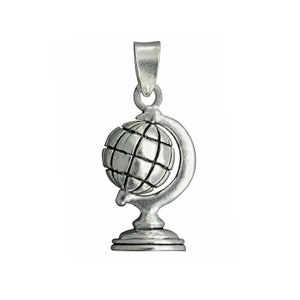 Globe Rotatable Earth 3D Pendant 5.5 g STAMPED 925 Sterling Silver BELDIAMO