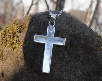 Pendentif Croix En Argent Sterling 925 Minimaliste - Fait Main, Religieux, Neuf Sans Emballage