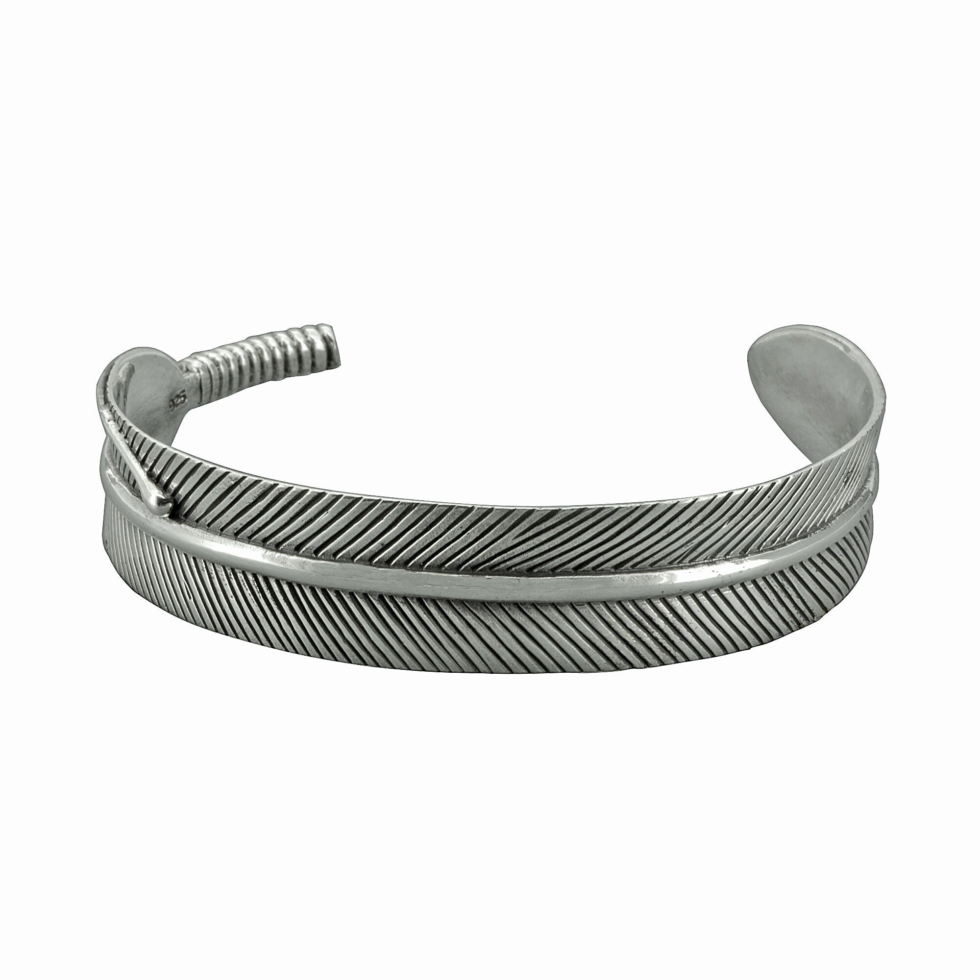 【M.cohen】feather silver bracelet ［おまけ付］ Men's Fashion Jewelry Silver Feather Adjustable Bangle Cuff