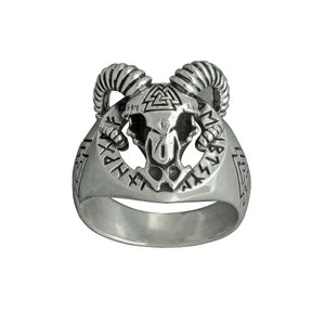 Beldiamo 11 g 925 Sterling Silver Ram Head Aries Zodiac Gothic Biker Gift  Ring