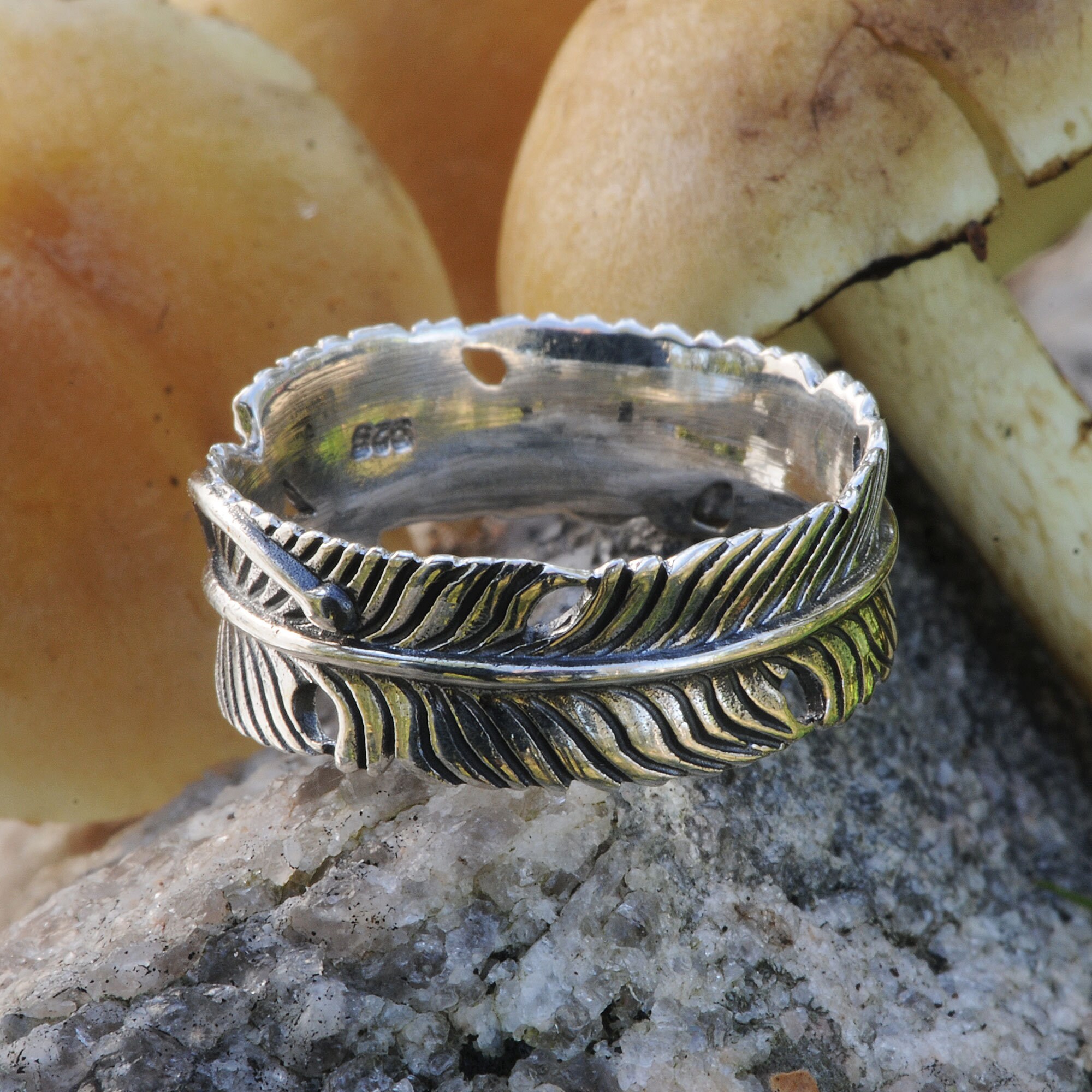 Sterling Silver Raven Feather Ring: Adjustable Bohemian Unisex