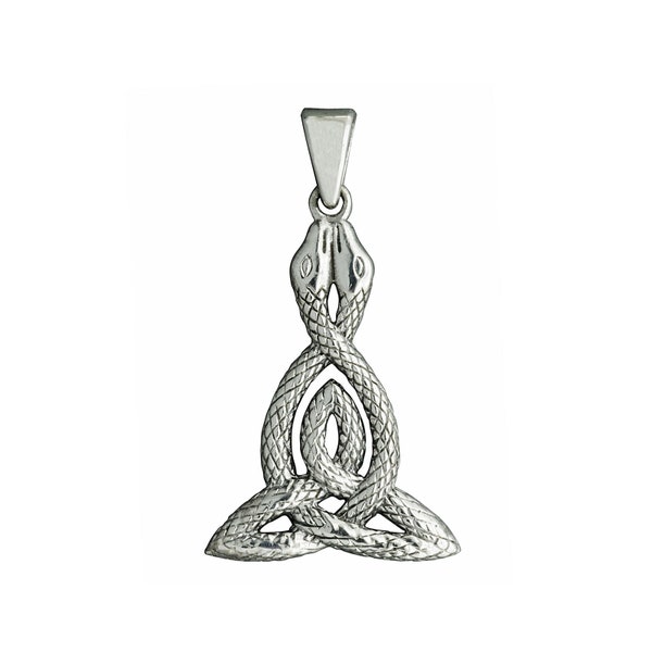 Beldiamo Twin Snake Triquetra Knot Ouroboros Pendentif 925 Sterling Silver Earth Serpent Celtic Art Bijoux Cadeau d'anniversaire