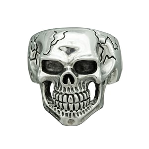 Skull Heavy Carved Ring   22 g 925 Sterling Silver Unique Biker Skull Rings For Men Women by Beldiamo