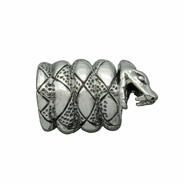 BELDIAMO 925 Argent Sterling Cheveux Barbe Perle Celtique Serpent Amulette 17 mm x 10 mm x 8 mm Dreadlocks Perles de Bijoux