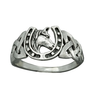 Horse Head in Horseshoe Ring 925 Sterling Silver Western Horse Design,Lucky Horseshoe,Good Luck,Animal Ring Her him Gift by Beldiamo