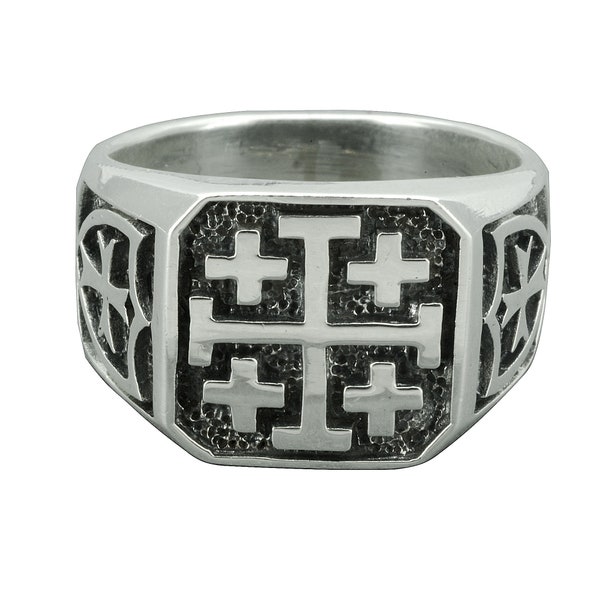 Jerusalem Cross Ring,Sterling Silver Cross,Gothic Christian Ring,Ring Men,Cross Signet Ring,Jewelry Christian, Gift Jewelry Beldiamo