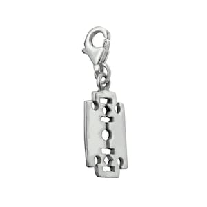 Razor Blade Clip Charm Hanger twee sider 925 Sterling Zilver Gestempelde Beldiamo
