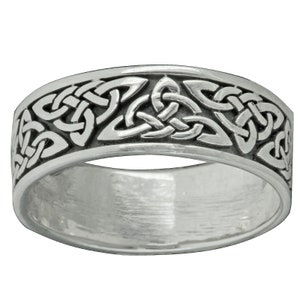 Triskelle Trinity Celtic Knot Oxidised Band 8.5 mm / 0.33 in Ring 6g 925 Sterling Silver BELDIAMO
