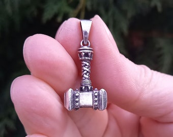 Sterling Silver Thor's Hammer Pendant: Viking Mjolnir Amulet