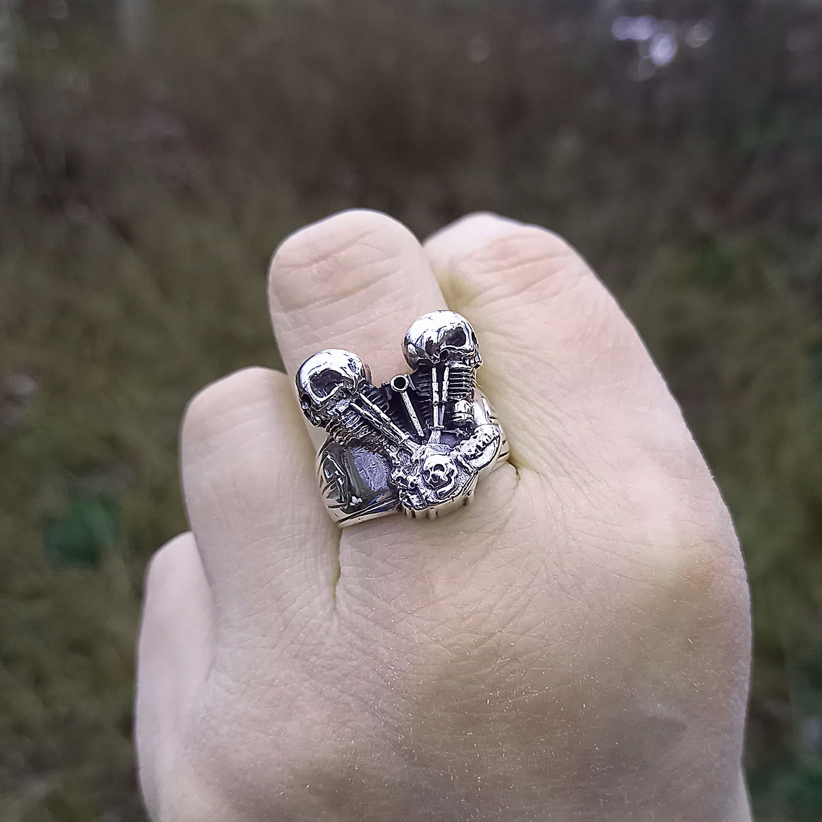Handmade 925 Sterling Silver Skull Ring – Solid Hallmarked Biker Jewelry (Bulgaria)