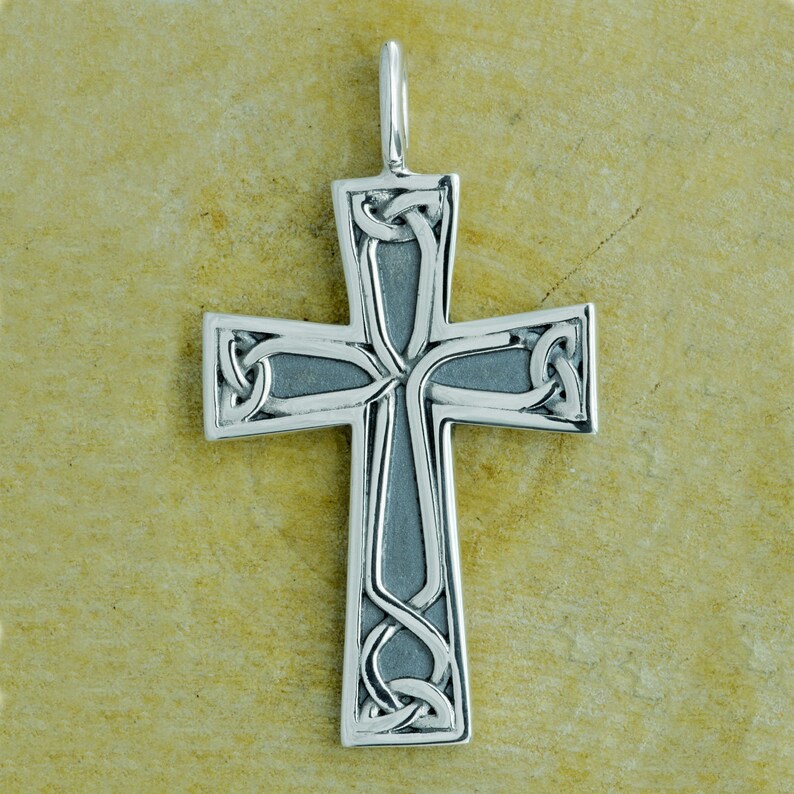 Celtic Knot Cross Pendant Solid 925 Sterling Silver Keltish Kreuz 4 G ...