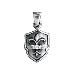 Shield Royal Fleur de Lis Pendant 925 Sterling Silver 4 g Stamped BELDIAMO