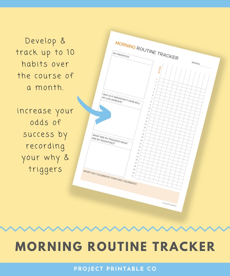 Morning Routine Tracker Habit Tracker Printable Morning | Etsy