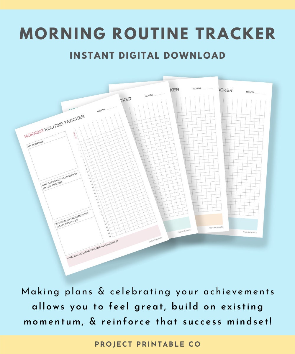 Morning Routine Tracker Habit Tracker Printable Morning | Etsy