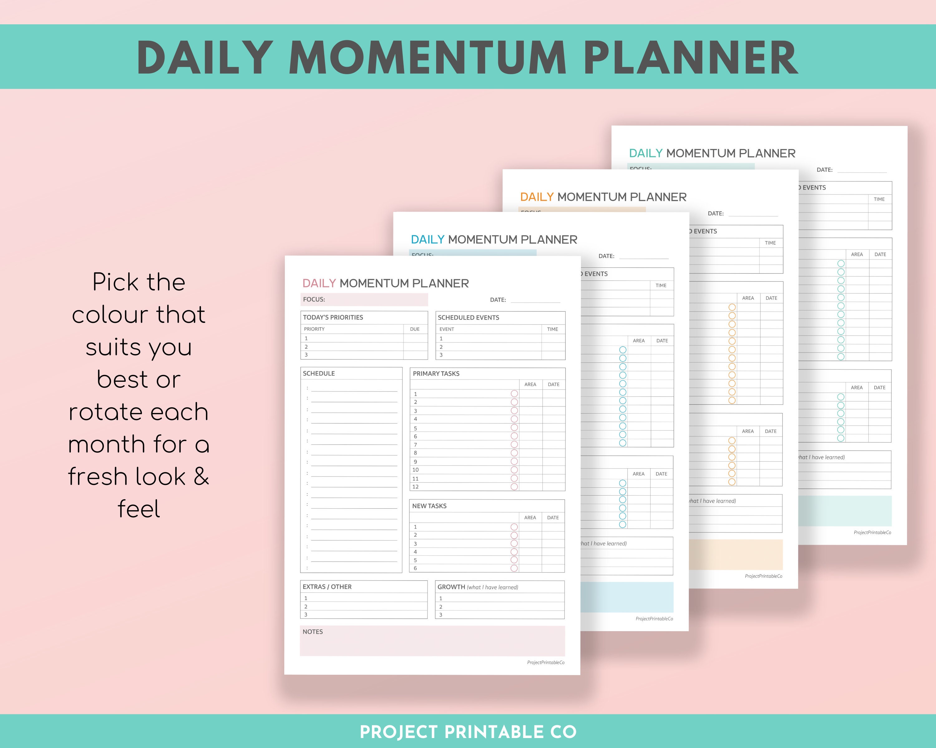 Daily Momentum Planner Daily Planner Day Planner Printable Etsy