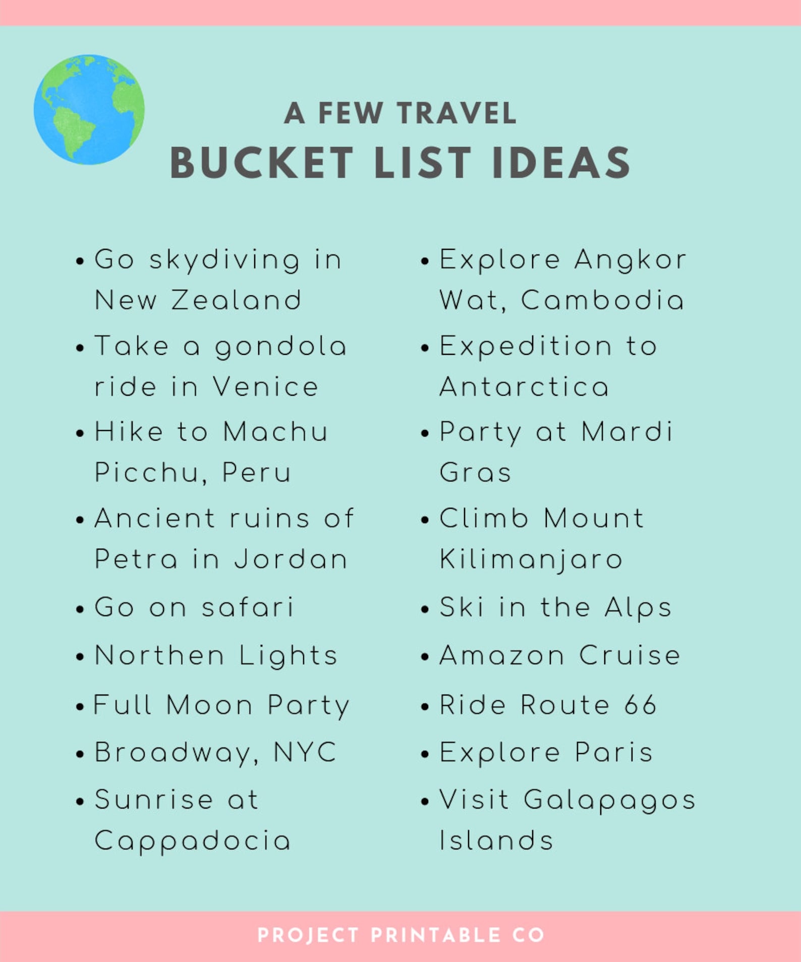 bucket list where to travel