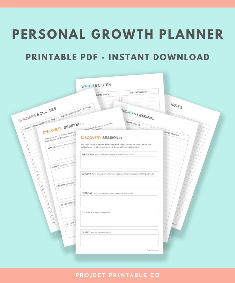 Personal Growth Planner Printable Personal Development Etsy