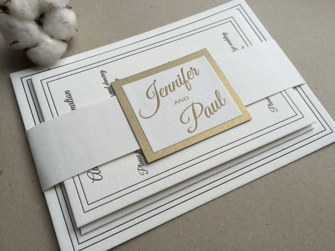100 Pcs Wedding Invitation Belly Bands Letterpress Custom Etsy