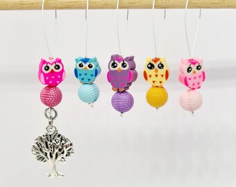 Owl Bead Stitch Markers, stitch markers for knitting, stitch markers for crochet, end markers, row markers, place markers, knitting notions