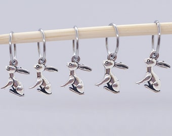 Rabbit Stitch Markers. Perfect knitting gift or crochet present.  Unique progress keepers set, knitting notions. Idea for mum.