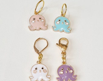 Enamel Octopus Stitch Markers, Knitting Crochet Progress Keepers