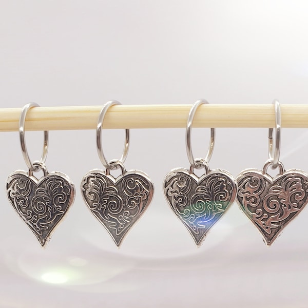 Heart Stitch Markers. Perfect knitting gift or crochet present.  Unique progress keepers set, knitting notions. Mother's Day gift idea.