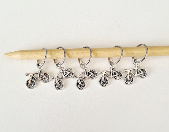 Bicycle Stitch Markers. Perfect knitting gift or crochet present.  Unique progress keepers set, knitting notions. Bike gift idea.