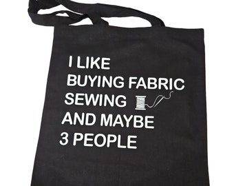 I like sewing tote bag. Cute sewing project bag. Ideal craft gift for any sewer. Storage tote shopper. Fun Mother's Day gift idea.