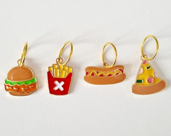 Fast Food Stitch Markers, junk food stitch markers for knitting, Perfect crochet gift idea.  Unique progress keepers set, knitting notions.