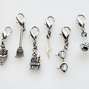 STITCH MARKERS Harry Potter inspired, wizard, witch, Hogwarts. Perfect knitting gift or crochet present. Unique progress keepers set. image 2