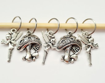 Fairy Garden Stitch Markers. Perfect knitting gift or crochet present.  Unique progress keepers set, knitting notions. Idea for mum.