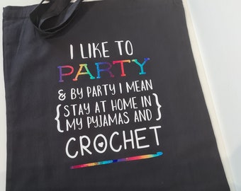 Crochet tote bag, large crochet bag, printed tote bag, craft bag, printed bag for crochet, cute bag, funny tote, project bag, crochet gift