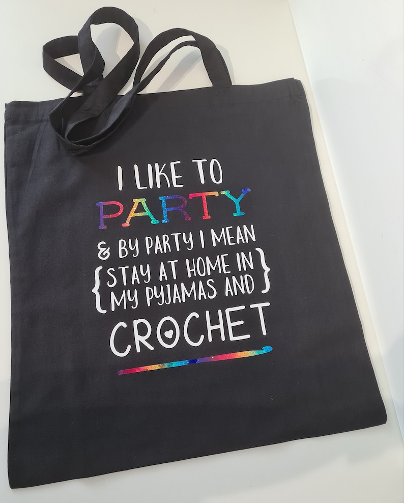 crochet gift funny tote project bag craft bag Crochet tote bag large crochet bag cute bag printed tote bag printed bag for crochet