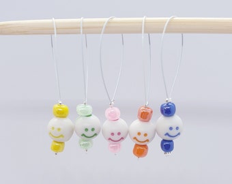 Smiley Stitch Markers, stitch markers for knitting, stitch markers for crochet, end markers, row markers, place markers, knitting notions