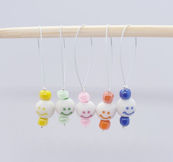 Smiley Stitch Markers, stitch markers for knitting, stitch markers for crochet, end markers, row markers, place markers, knitting notions