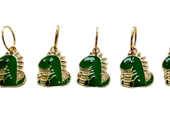 Dinosaur Stitch Markers, Cute knitting gift or crochet present.  Unique progress keepers set, knitting notions. Idea for Mother's Day.