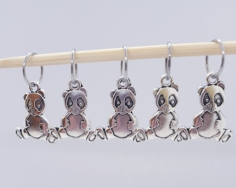 Cute panda Stitch Markers, Perfect knitting gift or crochet present.  Unique progress keepers set, knitting notions. Idea for mum.