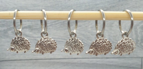 Hedgehog Stitch Markers, Perfect knitting gift or crochet present.  Unique progress keepers set, knitting notions. Wildlife gift idea.