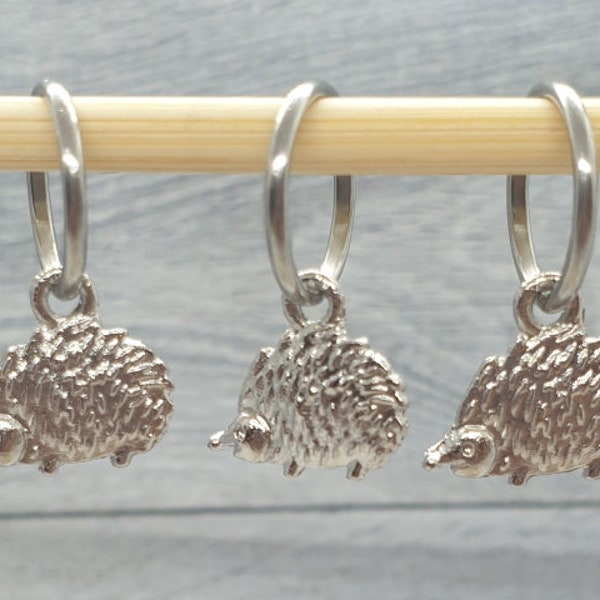 Hedgehog Stitch Markers, Perfect knitting gift or crochet present.  Unique progress keepers set, knitting notions. Wildlife gift idea.