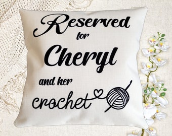 Crochet cushion, personalised, pillow, crochet gift, reserved crochet cushion, crocheting, unique, linen, name cushion, mothers day