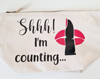 Shhh counting/speak craft accessories bag, crochet bag, knitting bag, craft bag, printed crochet bag, printed knitting bag, cute bag