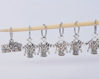 Knitting Stitch Markers, Sweater Charms, Progress Keepers, Set of 6