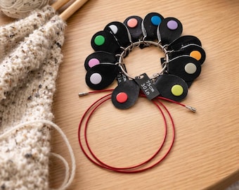 Knitting needle cable storage for interchangeable needle cords - NEW UPGRADE TAGS