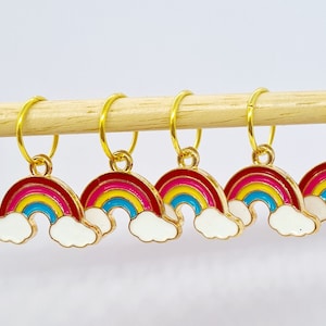 Rainbow Stitch Markers. Perfect knitting gift or crochet present.  Unique progress keepers set, knitting notions. Mother's Day idea.