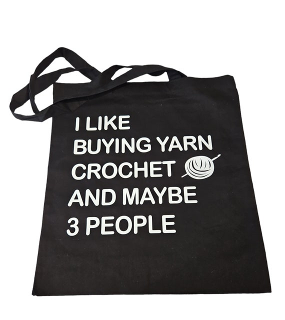 I like crochet tote bag, Cute crochet project bag.  Ideal craft gift for any crocheter.  Storage tote shopper. Fun Mother's Day gift idea.