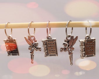 Fairy Tales Stitch Markers. Perfect knitting gift or crochet present.  Unique progress keepers set, knitting notions. Fantasy gift idea.