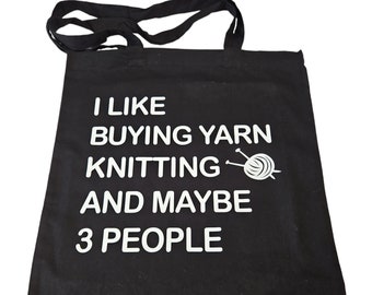 I like knitting tote bag. Cute knitting project bag.  Ideal craft gift for any knitter.  Storage tote shopper. Fun Mother's Day gift idea.
