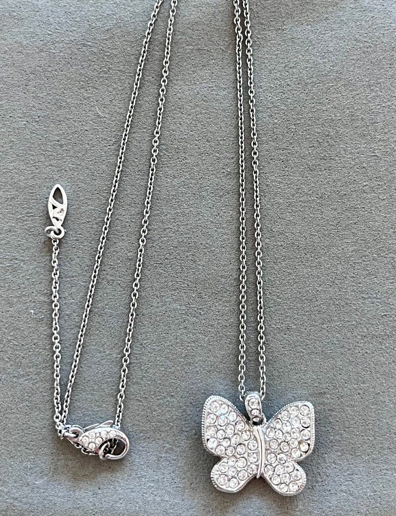 AVA Nadri Crystal Butterfly Pendant in White Rhodiumplated Brass 16