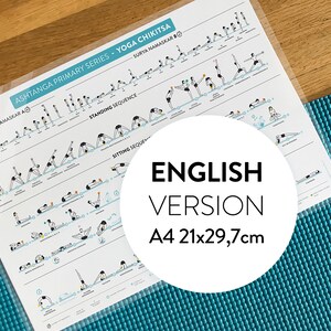 INGLESE Foglio laminato bifacciale Ashtanga prima serie e mantra